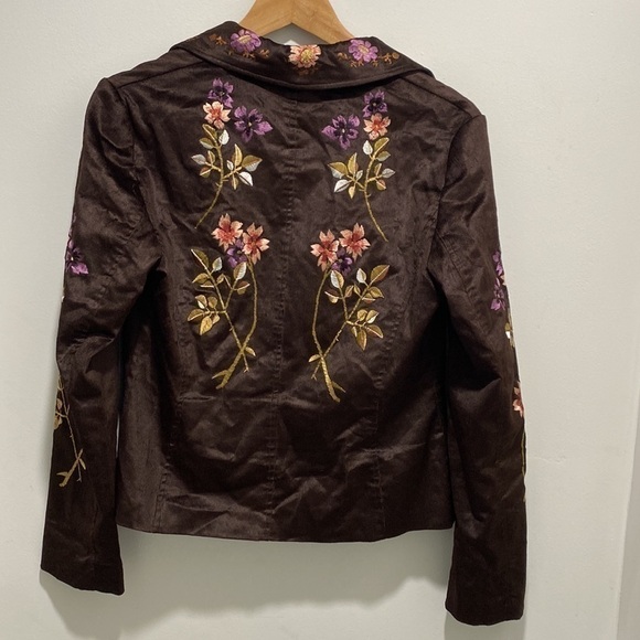 BLAZER Jacket Women's Sz 4 Evelyn Embroidered Brown Fine Wale Corduroy Boho - Picture 6 of 6